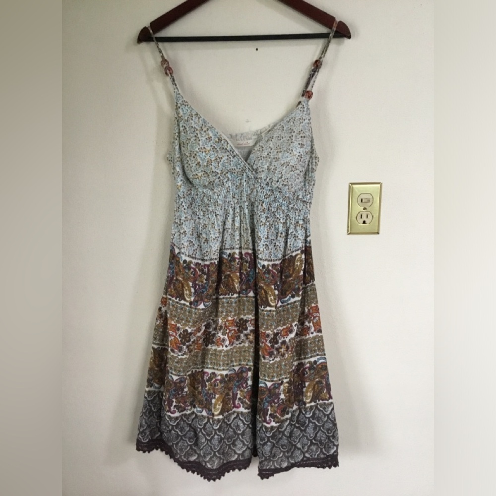 Derek Heart Floral Paisley Boho Smocked Sundress